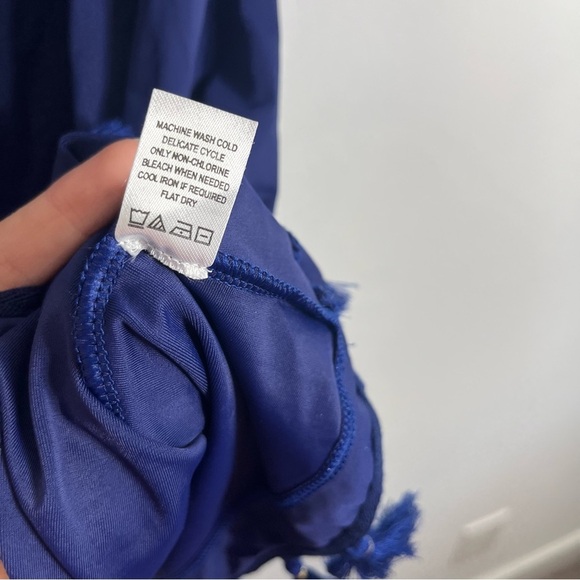 Cabana Life Navy Terry Off the Shoulder Dress Mini Tassel Medium - Picture 8 of 8